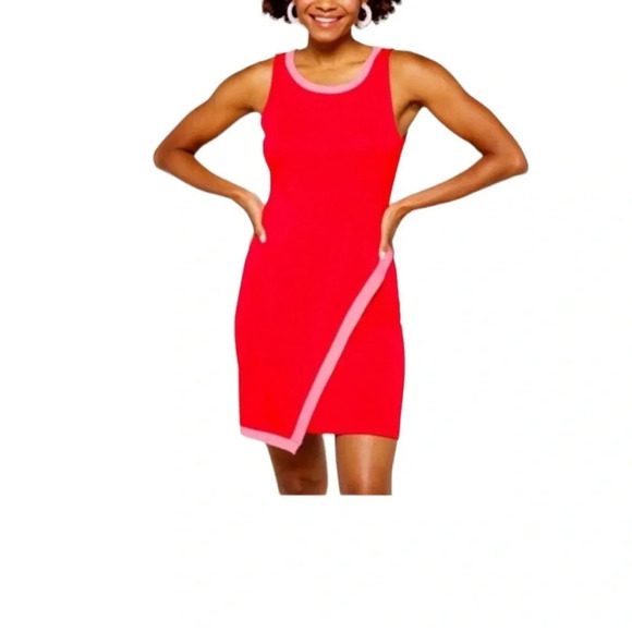 41 Hawthorn Sleeveless Asymmetric Knit Dress Sheath Coral Red women’s Size M NWT - Picture 1 of 9